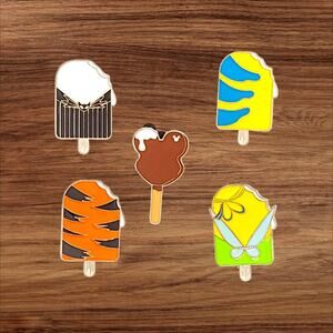 5 Ice Cream Disney Parks Trading Pins, Plus 2 Bonus Pins